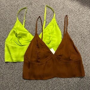 Vibrant Bralette Set in Lime Green and Brown